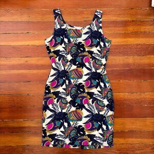 90s Vintage 100% Silk Bodycon Maximalist Fish Dress MEDIUM